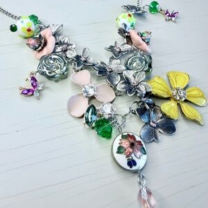 Multicolor floral and cloisonné necklace #63